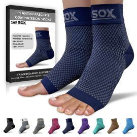 SB SOX Plantar Fasciitis Relief Socks - Ankle Brace Compression Sleeve - Arch Support for Foot Pain, Swelling, Heel Spurs - Foot Brace for Achilles Tendonitis Relief, Injury Recovery (Navy, Medium)