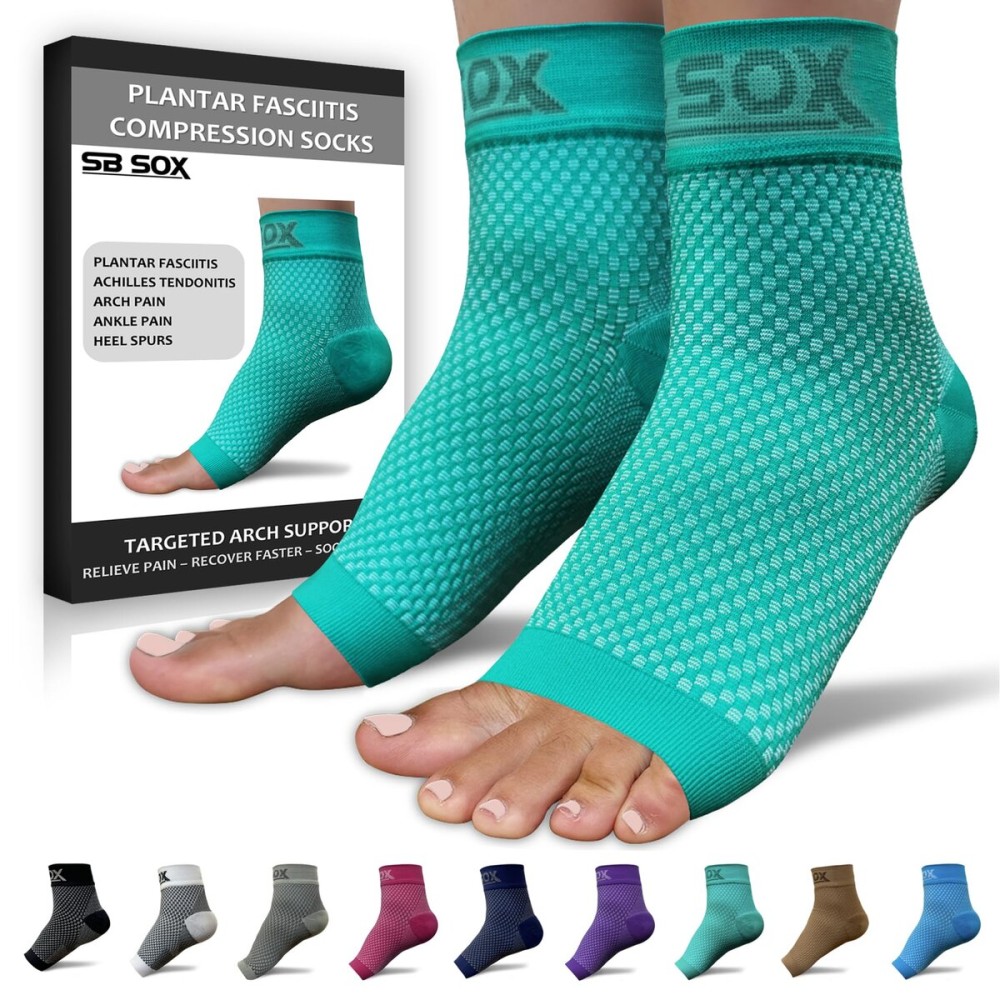 SB SOX Plantar Fasciitis Relief Socks - Ankle Brace Compression Sleeve - Arch Support for Foot Pain, Swelling, Heel Spurs - Foot Brace for Achilles Tendonitis Relief, Injury Recovery (Green, Large)