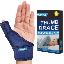 GenetGo Trigger Thumb Splints - Thumb Spica Support Brace Stabilizer for Carpal Tunnel, Arthritis, Sprains, Strains, Pain Relief - Left or Right Hand