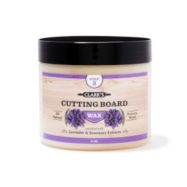 CLARK\'S Cutting Board Wax - 2-in-1 Wood Butter & Food Grade Mineral Oil with Beeswax - Butcher Block Conditioner for Cutting Boards - Lavender & Rosemary Essential Oil Scent - Made in USA, 6oz