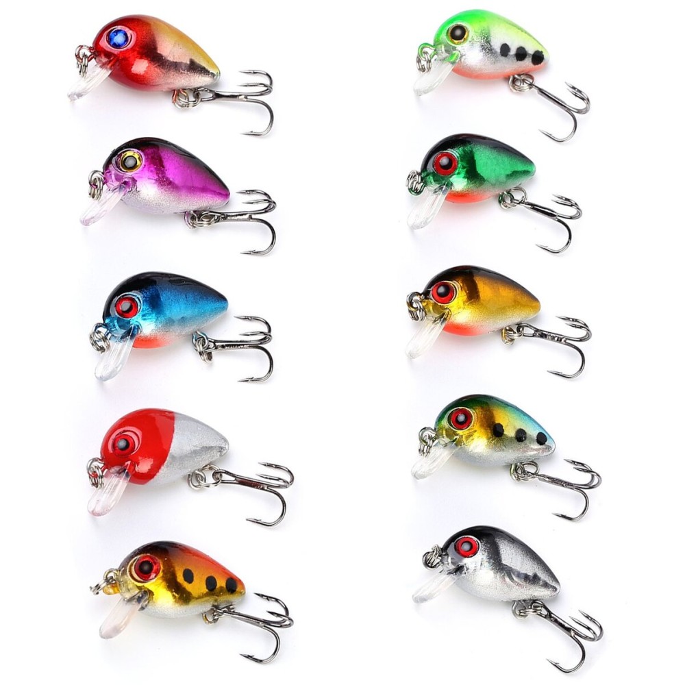 Mini Ice Fishing Lures Micro Crankbait with Treble Hook Fishing Bait 2.6cm/1.6g with Fishing Tackle Box for Freshwater Fishing by Sougayilang