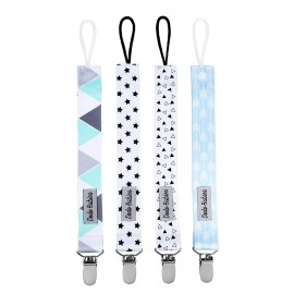 Dodo Babies Pacifier Clip Set - Durable Cloth Binky Leash with Metal Clasp - Universal Fit & Pacifier Holder - Arrow & Star Print Paci Clip - 5-Piece Set