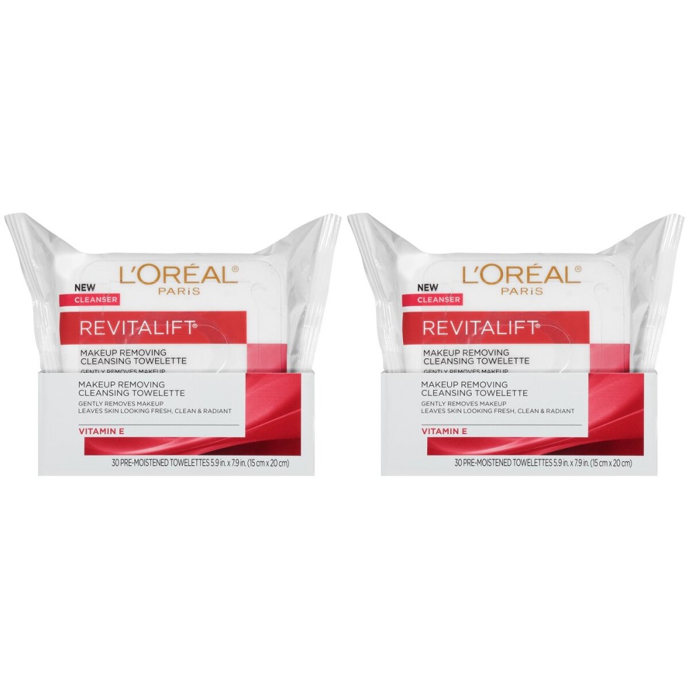 L\'Oreal Paris Revitalift Makeup Removing Facial Cleansing Towelettes with Vitamin E 30 ct. (Pack of 2)