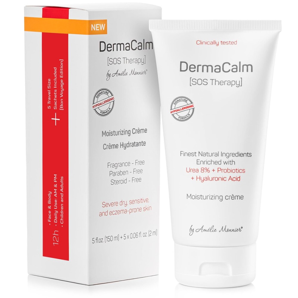 Clinically Tested DermaCalm SOS Therapy - Eczema Psoriasis Dermatitis Prone, Dry Skin - Urea 8%, Probiotics w/Best Natural Ingredients - Itchy, Severely Dry, Scaly Skin. Adults & Kids, Eczema Cream