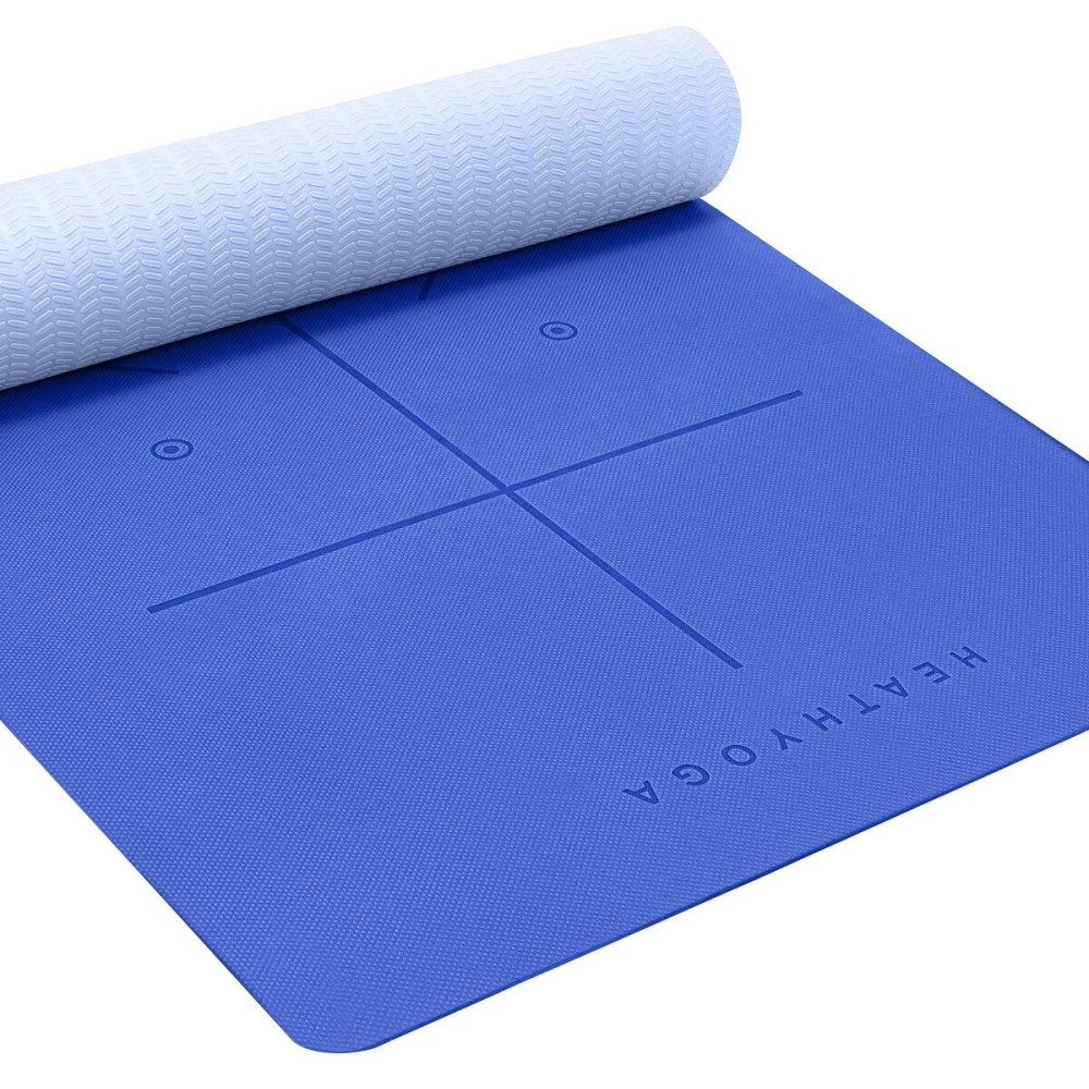 Heathyoga Eco Friendly Non Slip Yoga Mat, Body Alignment System, SGS Certified TPE Material - Textured Non Slip Surface and Optimal Cushioning,72x 26 Thickness 1/4