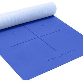 Heathyoga Eco Friendly Non Slip Yoga Mat, Body Alignment System, SGS Certified TPE Material - Textured Non Slip Surface and Optimal Cushioning,72x 26 Thickness 1/4