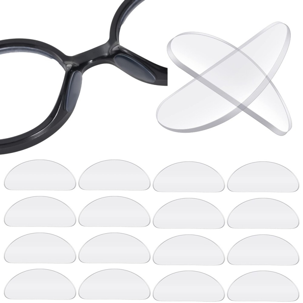 TOODOO 18 Pairs Eyeglasses Nose Pads Adhesive Silicone Glasses Replacement Anti Slip Nosepads for Eyeglass Glasses Sunglasses (Transparent, 1mm)