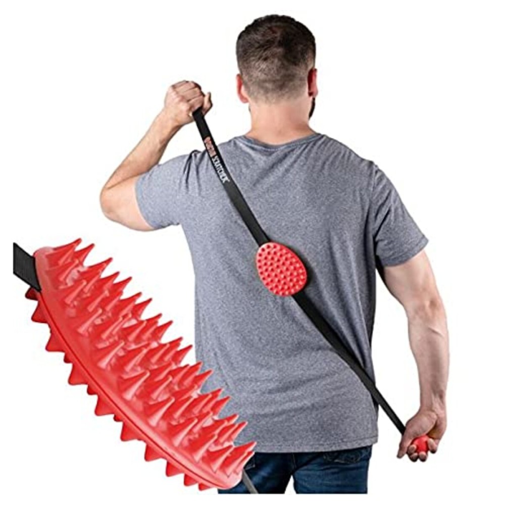 Cactus Scratcher Original Back Scratcher - 2-Sided Back Scratching Tool for Hard-to-Reach Area, Durable 45 Strap with Ball Handles for Towel Like Operation, Universal Gifts for Men and Women, Red