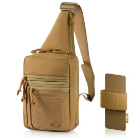 M-Tac CCW Sling Bag for Men & Women - EDC Shoulder Bag Tactical - Crossbody Concealed Carry Bag - Mens Chest Pack (Coyote Loop Panel)