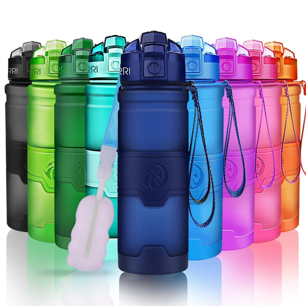 ZORRI Sport Water Bottle for Kids, 500ml/17oz - Bpa Free Eco-Friendly Tritan Plastic, Reusable Drinks Water Bottles with Filter, Leak Proof Flip Top, Open with 1-Click - for Gym, Yoga, Running