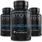 (3 Pack) Smarter Omega 3 Fish Oil, Berry Flavor, Burpless, Tasteless, 2000mg, DHA EPA Triple Strength Brain, Made with AlaskOmega