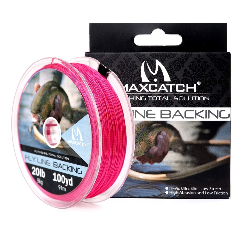 Maxcatch Braided Fly Line Backing for Fly Fishing 20/30lb(White, Yellow, Orange, Black&White, Black&Yellow) (Pink, 20lb,100yards)