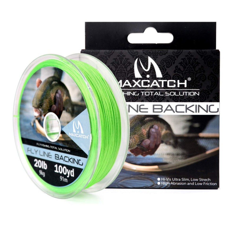 Maxcatch Braided Fly Line Backing for Fly Fishing 20/30lb(White, Yellow, Orange, Black&White, Black&Yellow) (Green, 20lb,100yards)