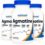 Nutricost Agmatine Sulfate 1000mg, 120 Capsules (3 Bottles) - Gluten Free, Non GMO, 500mg Per Capsule