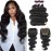 UNice Hair Brazilian Body Wave 3 Bundles with Free Part Lace Closure Unprocessed Virgin Human Hair Weaves Extensions Natural Color (18 20 22+16Closure)
