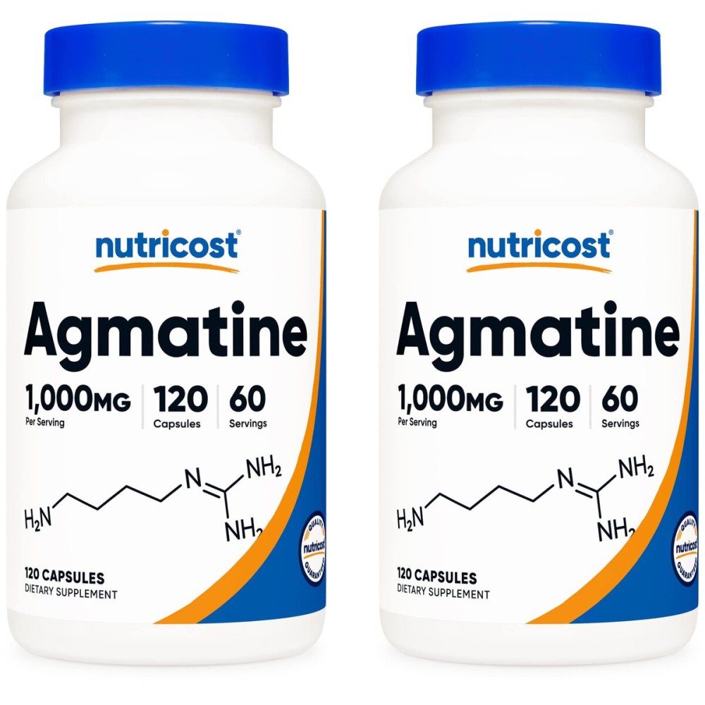 Nutricost Agmatine Sulfate 1000mg, 120 Capsules (2 Bottles) - Gluten Free, Non GMO, 500mg Per Capsule