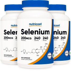 Nutricost Selenium 200mcg, 240 Veggie Caps (3 Bottles) - Non-GMO, Gluten Free L-Selenomethionine 