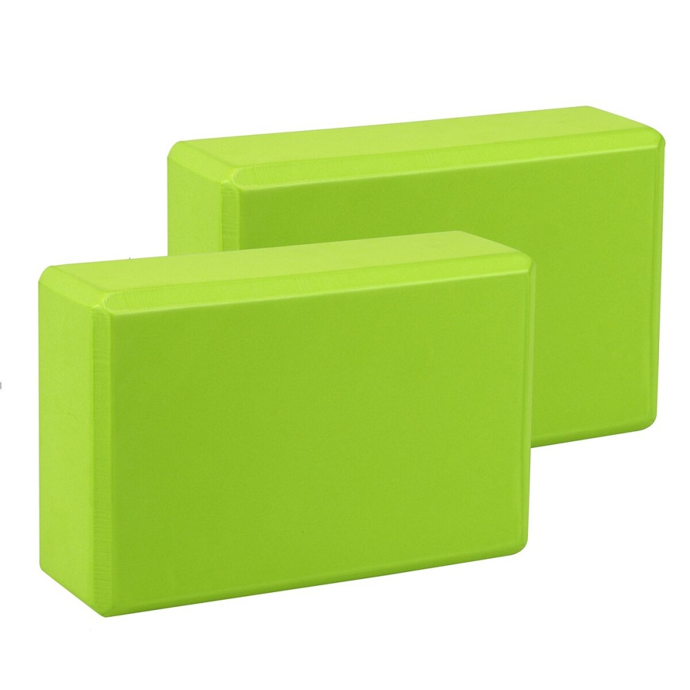 EXERZ Yoga Blocks 2 pack EVA Foam Exercise Workout Fitness Bricks, Pilates Stretch Handstand Non-Slip Gym Blocks, Gymnastics (Green 2pcs)