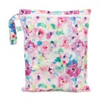 Bumkins Waterproof Wet Bag for Baby, Travel, Swim Suit, Cloth Diapers, Pump Parts, Pool, Beach, Gym Clothes, Toiletry, Hook to Stroller, Daycare, Zip Reusable Wetdry Packing Pouch, Watercolors Floral