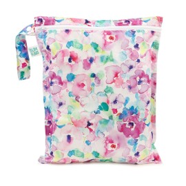Bumkins Waterproof Wet Bag for Baby, Travel, Swim Suit, Cloth Diapers, Pump Parts, Pool, Beach, Gym Clothes, Toiletry, Hook to Stroller, Daycare, Zip Reusable Wetdry Packing Pouch, Watercolors Floral