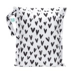 Bumkins Waterproof Wet Bag for Baby, Travel, Swim Suit, Cloth Diapers, Pump Parts, Pool, Beach, Gym Clothes, Toiletry, Hook to Stroller, Daycare, Zipper Reusable Wetdry Packing Pouch, Black Hearts