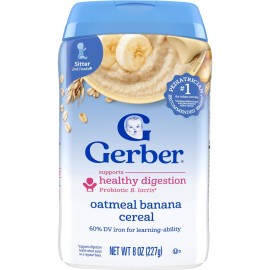 Gerber Stage 2 Baby Food, Oatmeal Banana Cereal, Probiotics Support Healthy Digestion, Baby Oatmeal Cereal
