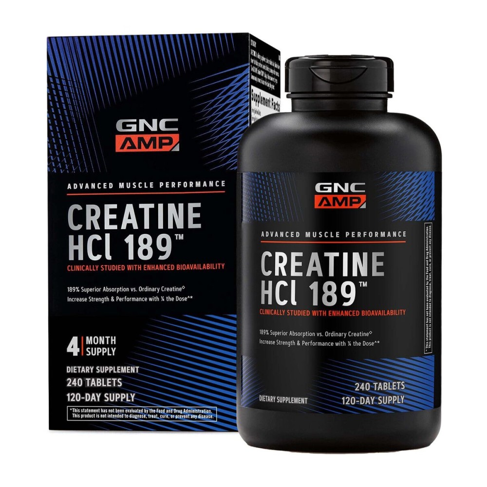 GNC AMP Creatine HCl 189 Pills, Clinically Proven Strength & Muscle Builder, Athletic Performance, Energy Production, Recovery Supplement, Fast Absorbing, Gluten Free Formula, 120 Servings