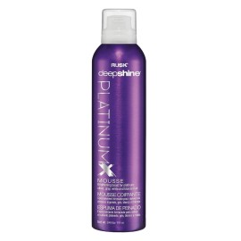 RUSK Deepshine PlatinumX Mousse, Lightweight, Alcohol-Free, for Platinum, Blonde, Gray, and Silver Hair, Enhances Body and Volume While Restoring Haircolor, 8.8 oz