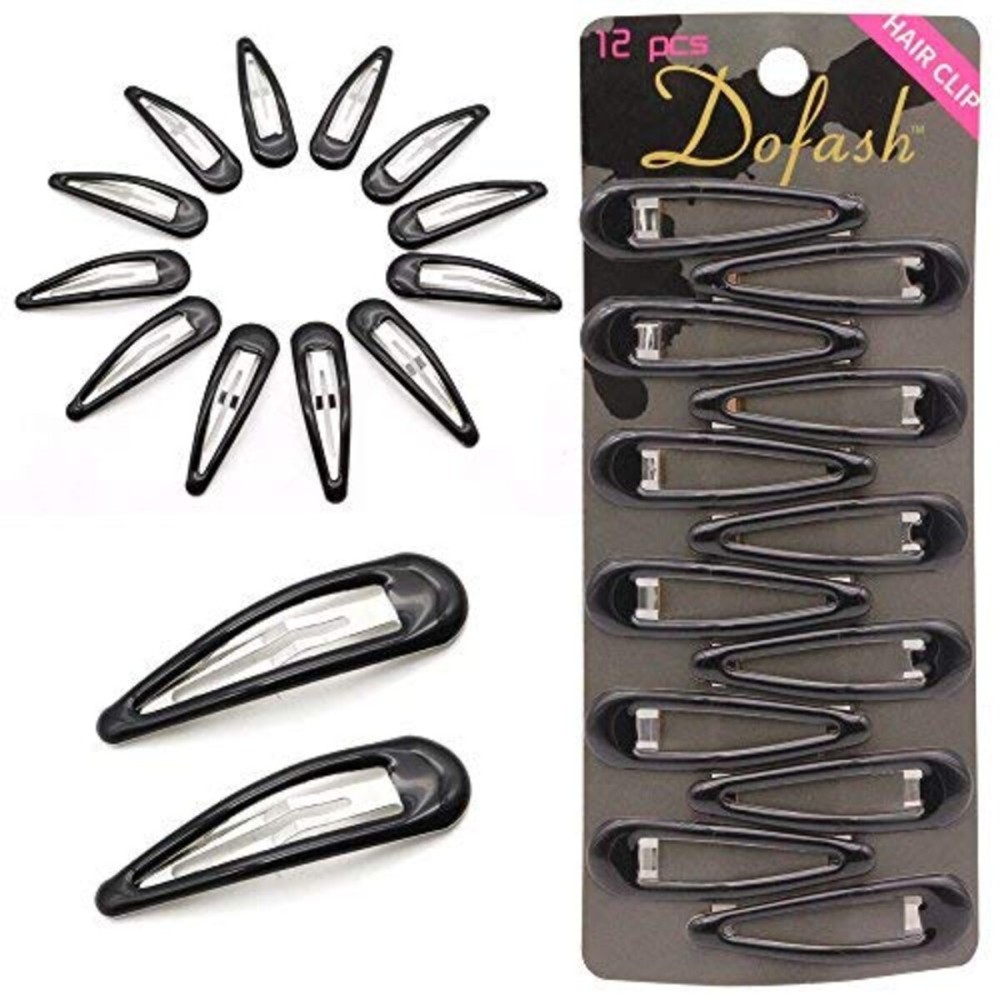 Dofash 5CM/2IN Epoxy Snap Hair Clips Metal Grips Tortie Accessories For Women (Epoxy Black)