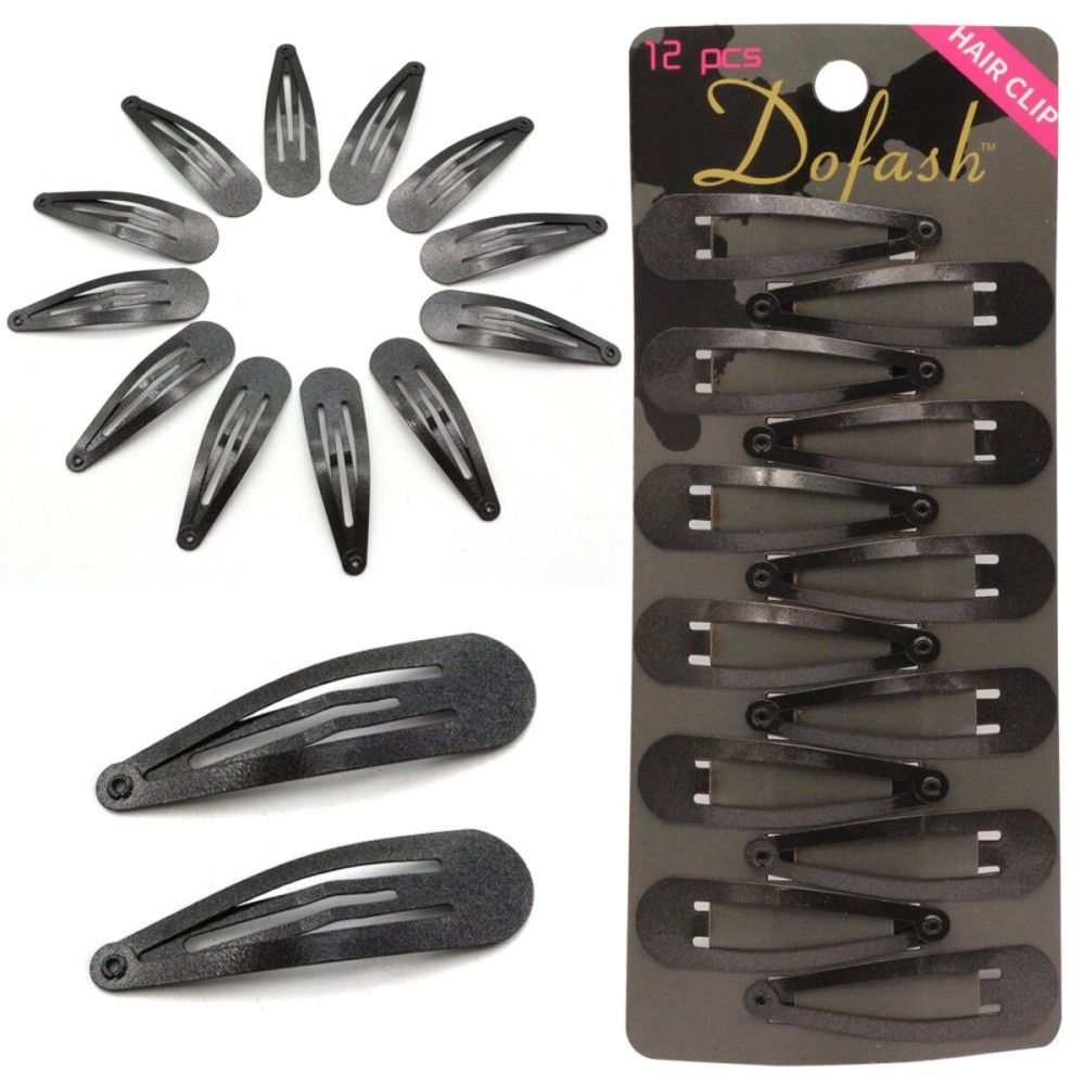 Dofash Snap Hair Clips Metal Grips 5CM/2IN Claw Clips for Thin Hair Basic Hair Accessories Hair Clips for Women (Black)