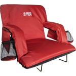 BRAWNTIDE Wide Stadium Chair for Bleachers - Stadium Seat with Back Support, Comfy Thick Cushion, 2 Bleacher Hooks, 4 Pockets, Ideal for Sport Events, Parks, Festivals (Red, Wide Size)