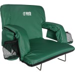 BRAWNTIDE Stadium Chair with Back Support - Comfy Cushion, Thick Padding, 2 Bleacher Hooks, 4 Pockets, Ideal Stadium Seat for Bleachers, Sporting Events, Camping (Green, Regular Size)