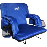BRAWNTIDE Stadium Seat with Back Support - Thick Comfy Cushion, 2 Bleacher Hooks, 4 Pockets, Arm Rests, Ideal Stadium Chair for Bleachers, Sport Events, Camping, Concerts (Blue, Regular Size)