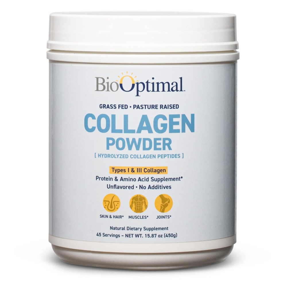 BioOptimal Collagen Peptides Powder - Grass-Fed, Pasture-Raised Hydrolyzed Protein Supplement for Skin, Hair, & Nails - Non-GMO, Zero Sugar Daily Supplement for Men & Women (45 Servings)