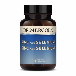 Dr. Mercola Zinc Plus Selenium - Mineral Blend Supplement - for Immune, Brain & Respiratory Support - Contains Zinc Glycinate Chelate & Copper - GMO-Free & Gluten-Free - 30 Capsules (30 Servings)