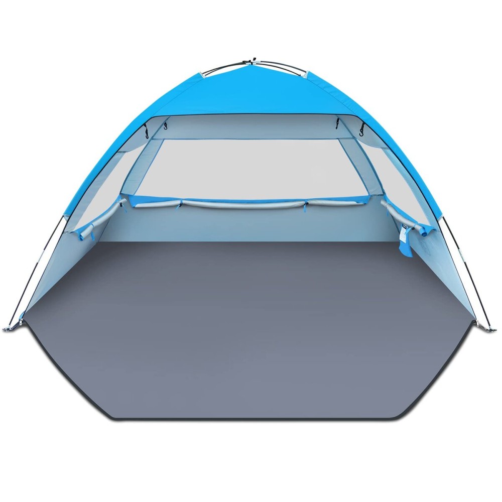 Gorich Beach Tent Sun Shelter for 3/4-5/6-7/8-10 Person with UPF 50UV Protection, Portable Tent Lightweight & Easy Setup Beach Shade Canopy, Cabana, Blue