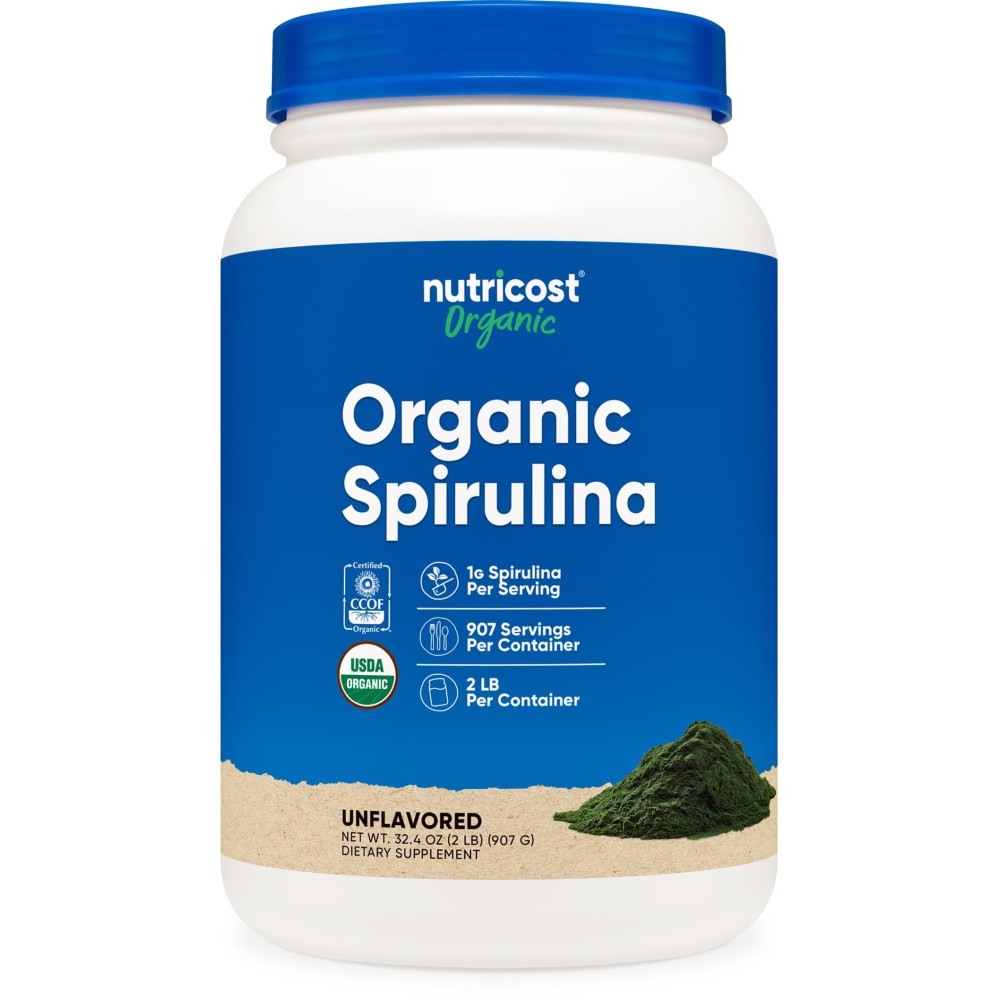 Nutricost Organic Spirulina Powder 2 LB - Pure, Certified Organic Spirulina