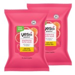 Yes To Face Wipes for Women and Men, Brightening Facial Cleansing Wipes for use as a Make Up Remover, Cleaning, Soothing, Grapefruit (Pack of 2)