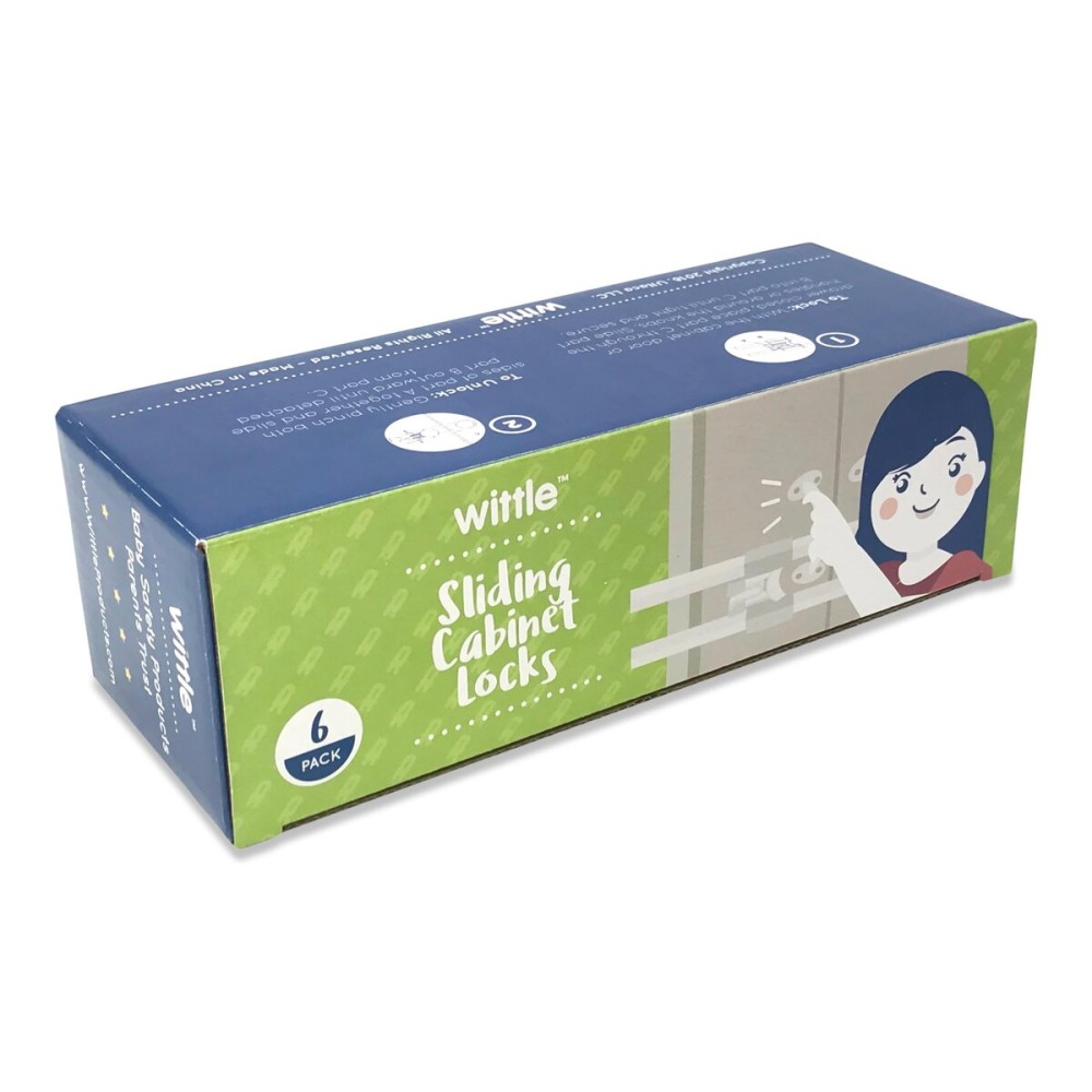 6-Pack Sliding Cabinet Locks - Reusable U-Shaped Child Cabinet Locks for Baby Proofing Cabinets, Drawers, Cupboards & More - No Tools, No Drilling, Easy to Use Child Proof Cabinet Latches by Wittle
