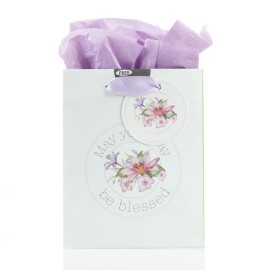Christian Art Gifts Gift Bag with Tissue Paper: Blessings From Above - Jeremiah 17:7 Bible Verse, Purple, Small