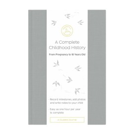 Promptly Journals, A Complete Childhood History: From Pregnancy to 18 Years Old (Grey, Linen) | Baby Book and Pregnancy Journal | Baby Memory Book