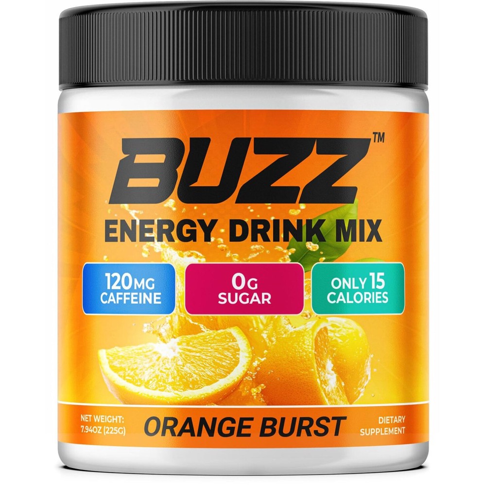 Morning Buzz Energy Drink Powder - Energy Boost Drink Mix - Sugar-Free Energy with Antioxidants - Morning Kickstart and Sports Nutrition Endurance Product - 30 Servings, Orange Burst, 8 Ounces