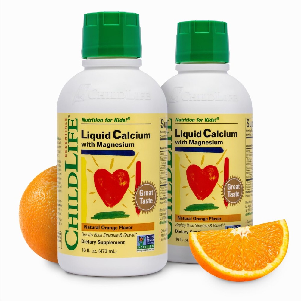 ChildLife Essentials Liquid Calcium Supplement for Kids - Baby Calcium with Magnesium, Zinc, and Vitamin D3 - Orange Flavor, 16 fl oz (2 Pack)