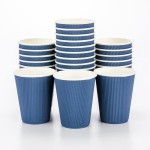 Restaurantware-12 Ounce Disposable Coffee Cups, 25 Ripple Wall Hot Cups For Coffee - Lids Sold Separately, Rolled Rim, Midnight Blue Paper Insulated Coffee Cups, For Hot Coffee, Tea, And More