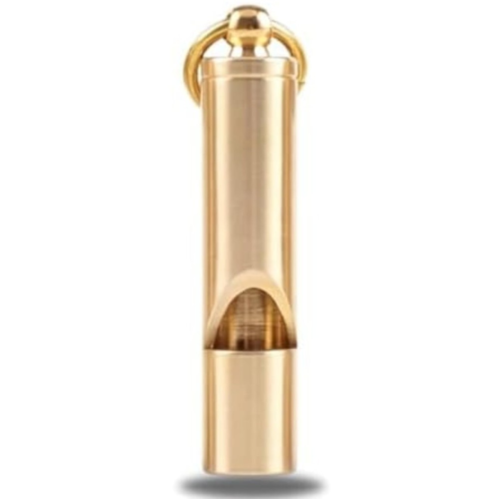 Loudest Brass Whistle Best Premium Emergency Whistle 125db+ One Piece Outdoor Survival Whistle On Key-Chain or Hang Around Your Neck and Carry it Anywhere!