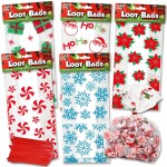 Gift Boutique Christmas Gift Bags for Holiday Gifts - Cellophane Goodie Treat and Party Favor Bag with Twist Ties (150 Pack)