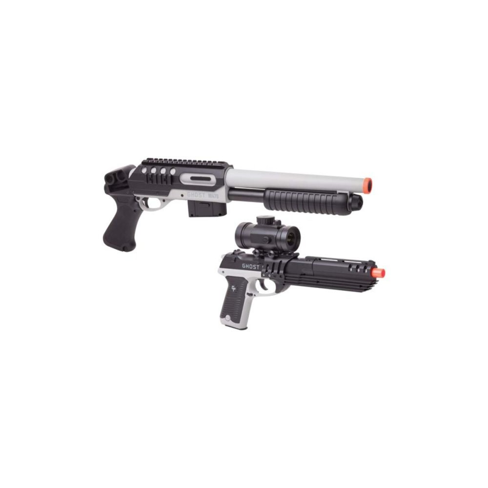 Game Face GFSGPKTG Ghost Eraser Spring-Powered Airsoft Shotgun, Pistol And Red Dot Scope, Grey/Black