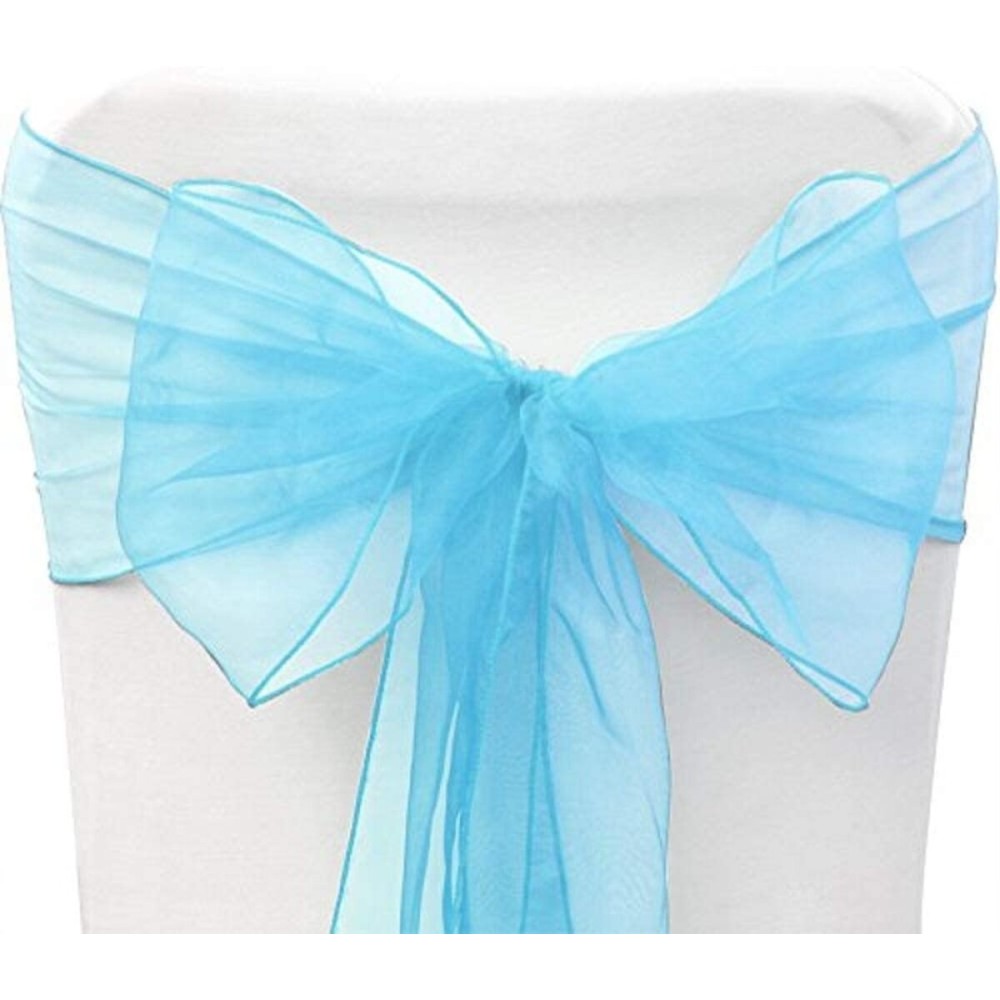 Elegant Organza Chair Sashes Sheer Fabric Sashes for Weddings, Parties, and Special Events - (Pack of 10 Pieces, Sky Blue)