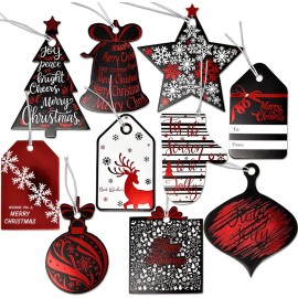 Gift Boutique 120 Elegant Christmas Gift Tags with Ribbon Tie Strings Attached 10 Designs Personalized Name Tag Labels Write On to & from for Gift Bags Wrapping Presents & Packages