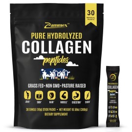 Premium Collagen Peptides Powder, 30 Sticks Travel Packets(Type I, III), Unflavored Collagen Protein Powder to Go, Hydrolyzed Collagen Peptides for Skin Hair Nail Joint, 10g per Serving, Paleo & Keto